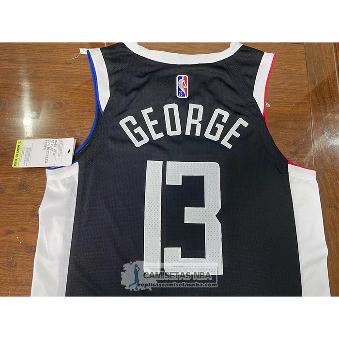 Camiseta Los Angeles Clippers Paul George NO 13 Ciudad 2020-21 Autentico Negro